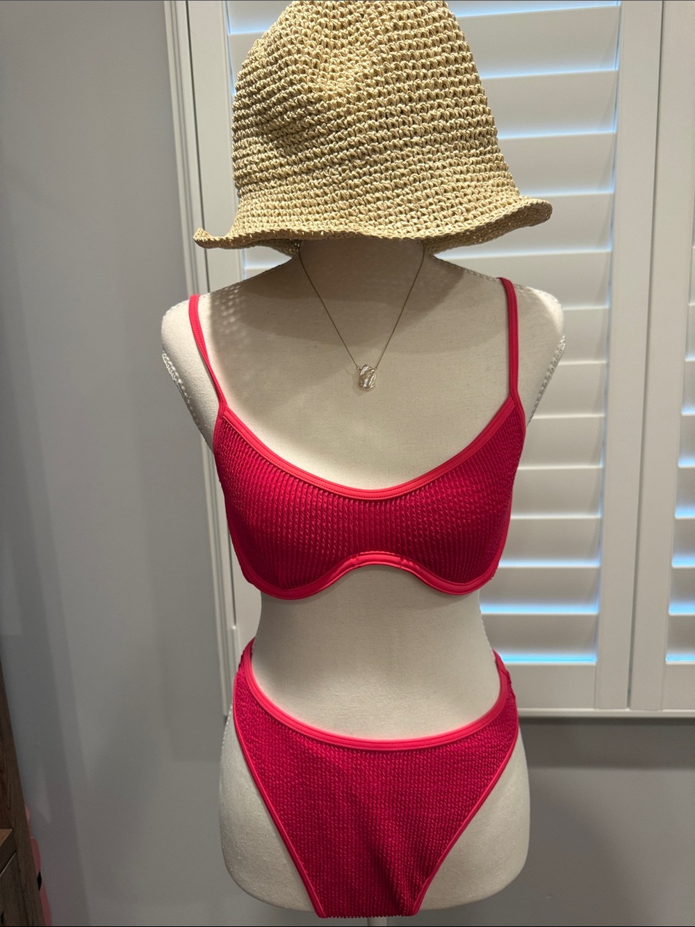 Abercrombie & Fitch Pink Textured Bikini Set
